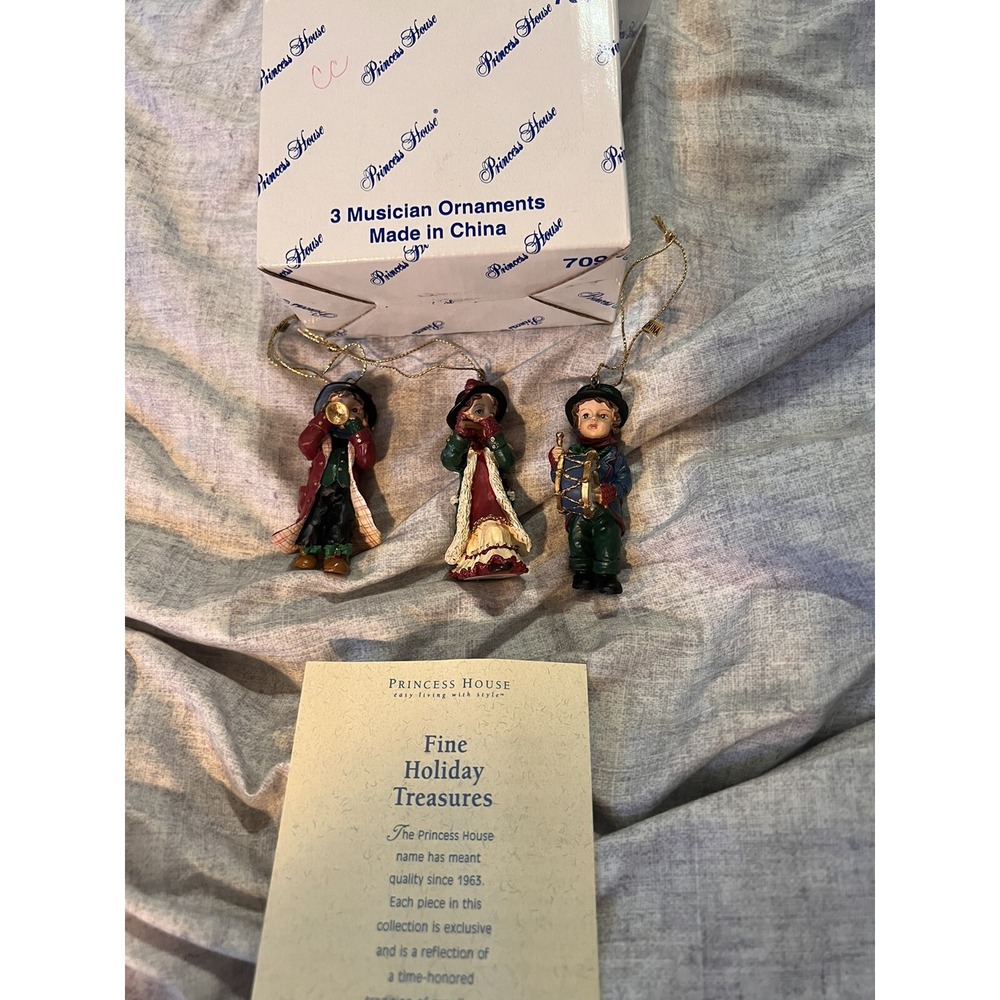 Vintage Princess House 3 Musician Ornaments #709 1998 Vintage Christmas Carolers